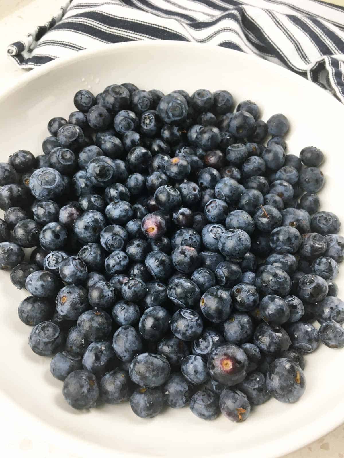 fresh washed blueberries in a bowl.