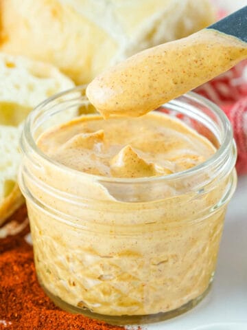 small canning jar with Panera's secret sauce - chipotle mayonnaise.