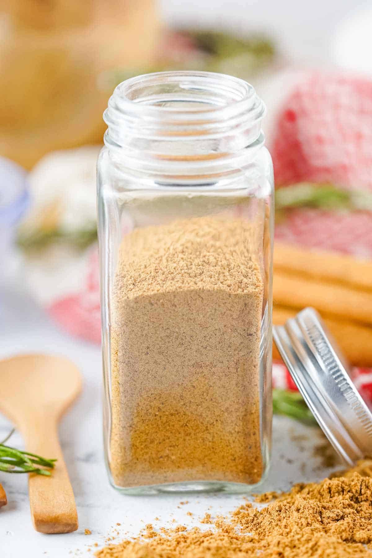 jar of homemade gingerbread spice mix.