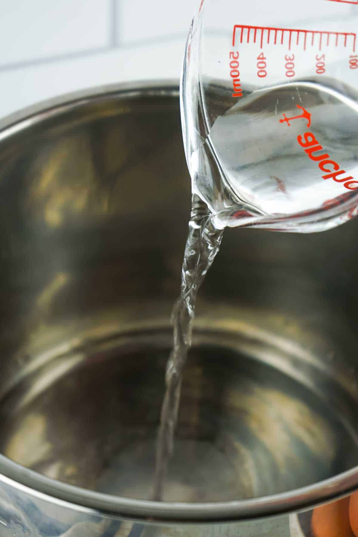 pouring water into an instant pot.