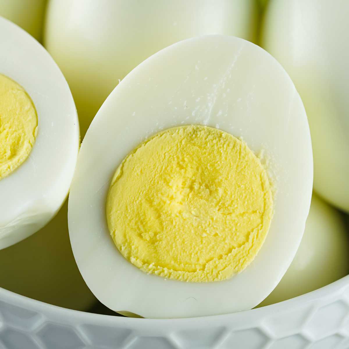 perfect hard boiled egg made in a Ninja Foodie instant pot.