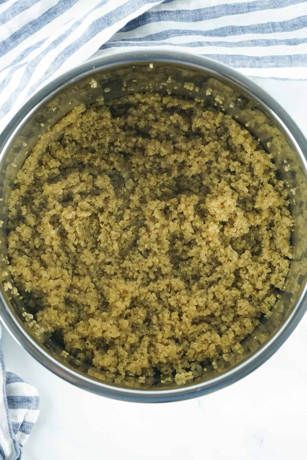 cooked quinoa in an instant pot liner pot.