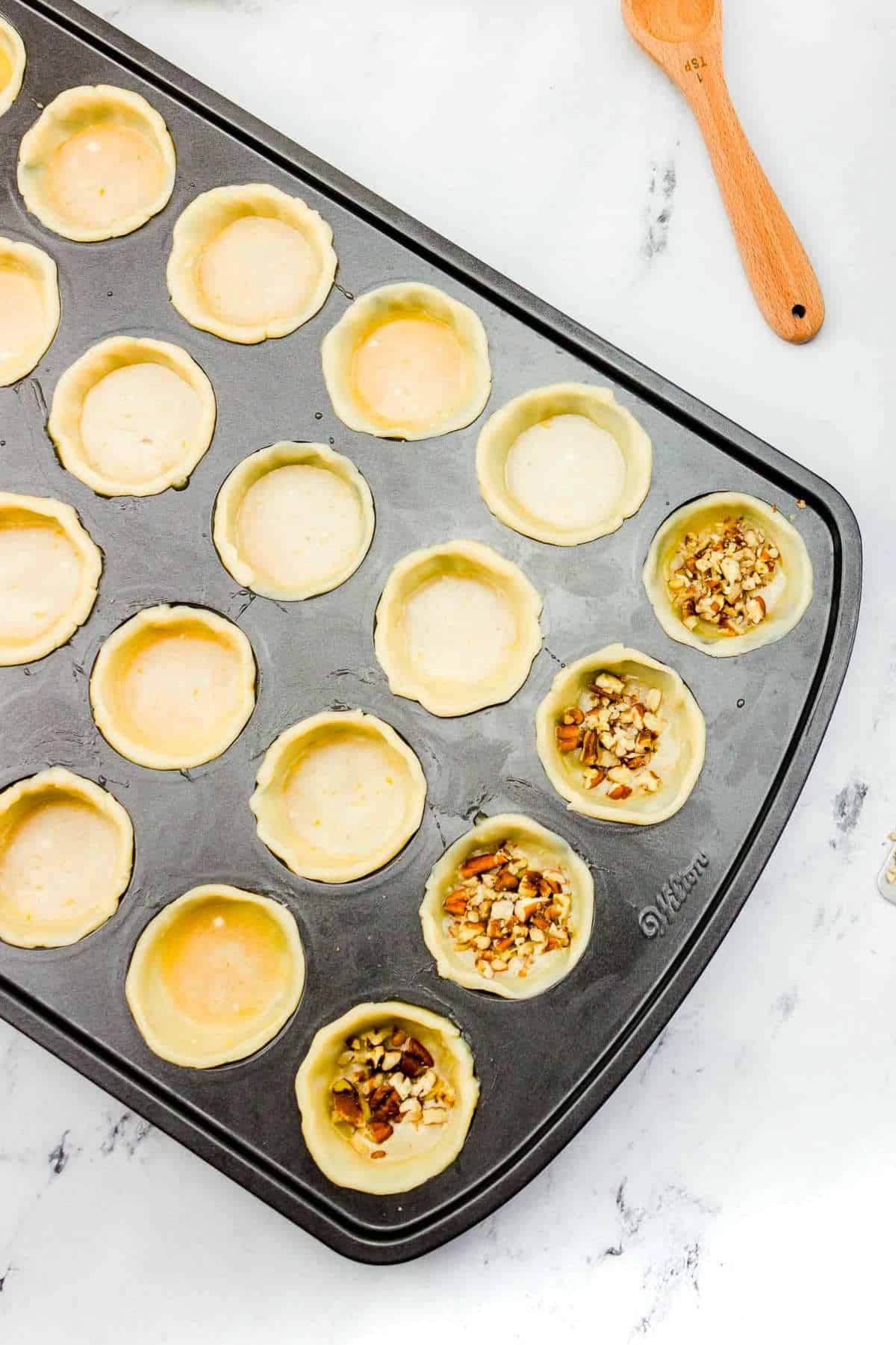 pecans in mini pie shells.