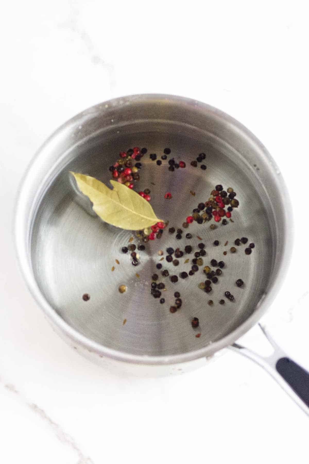 pickling brine in a sauce pan.