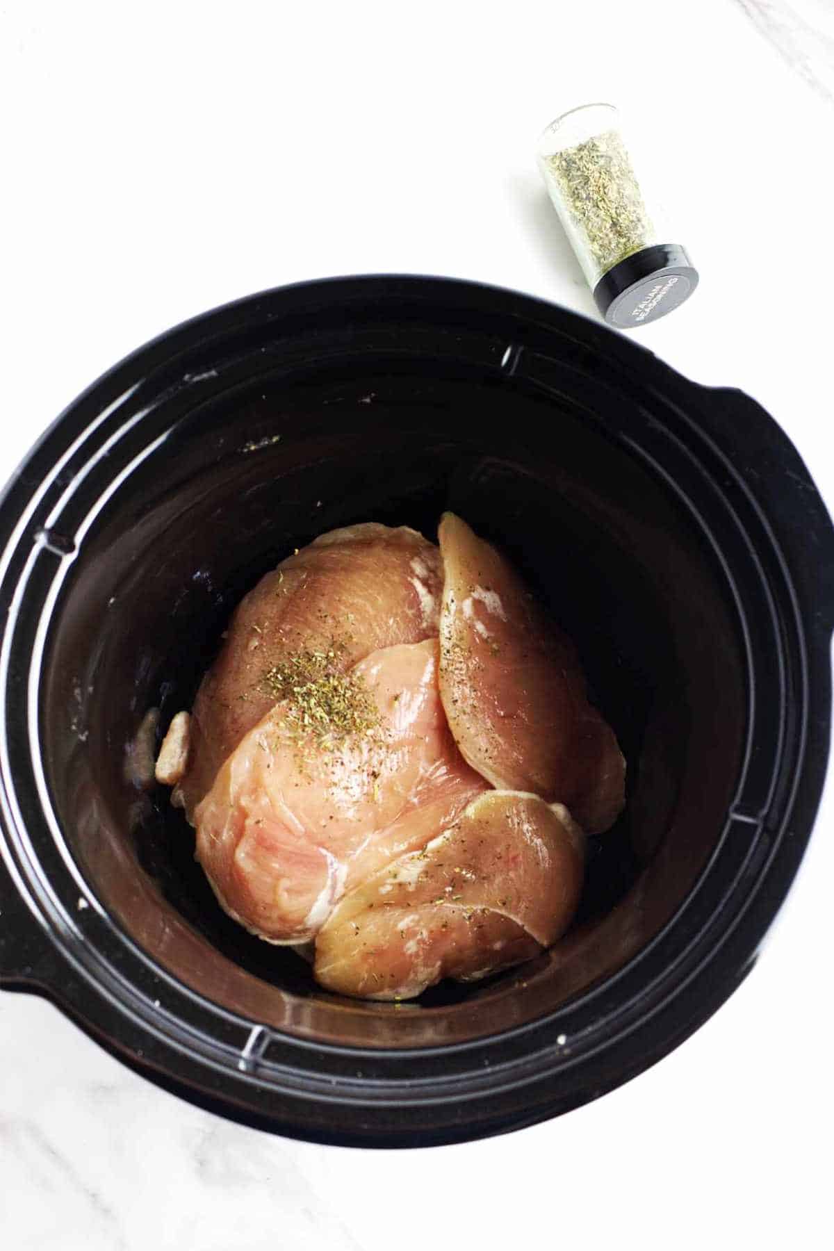 thigh or breast meat in a crockpot.