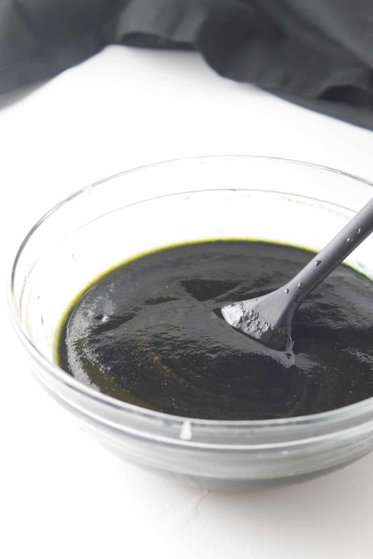 barbecue sauce colored with black food color.