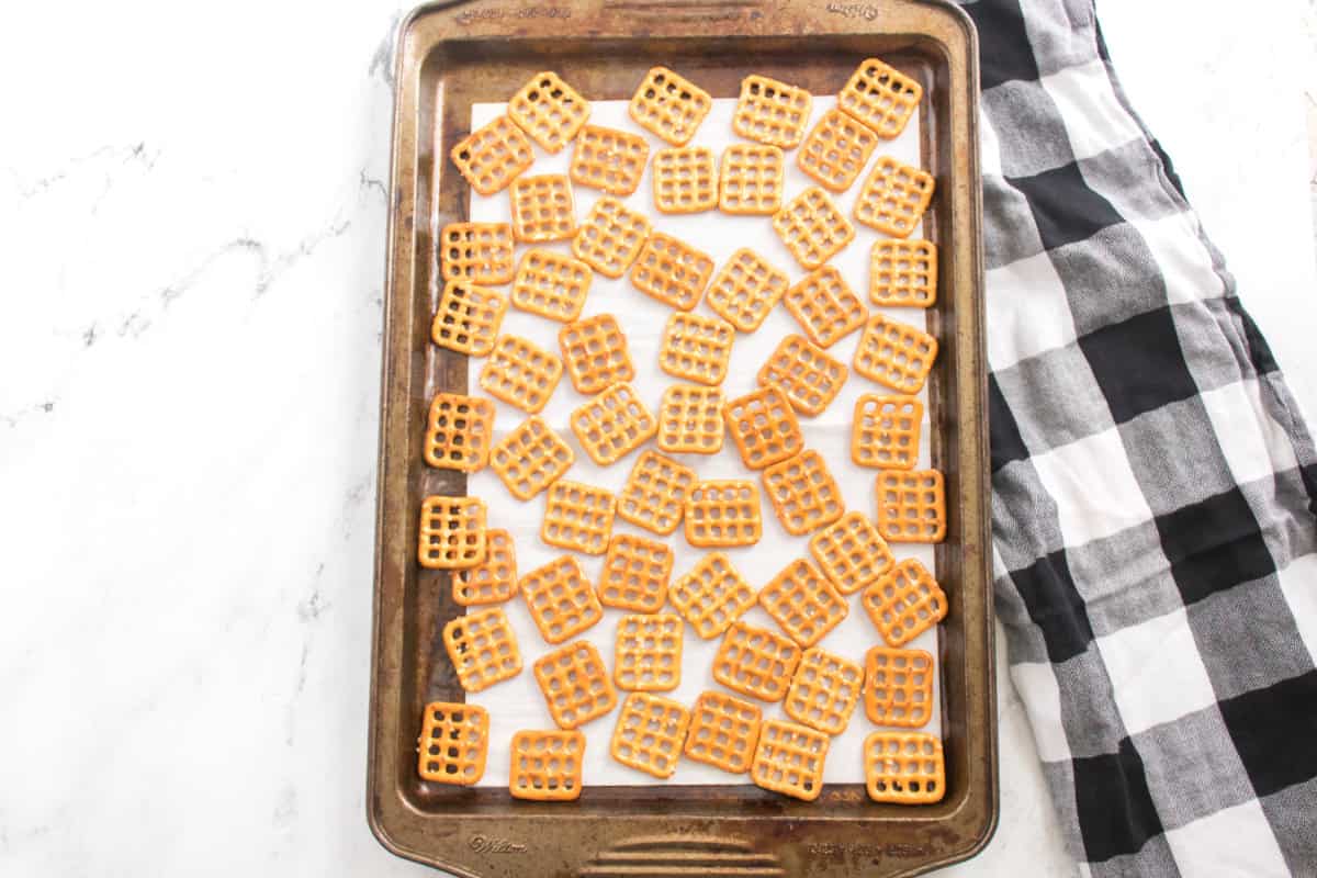 pretzels on a cookie sheet.