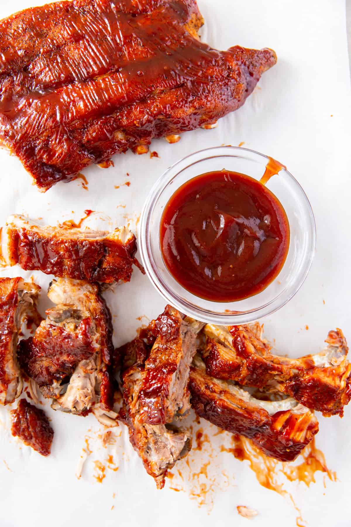 ribs with barbecue sauce.