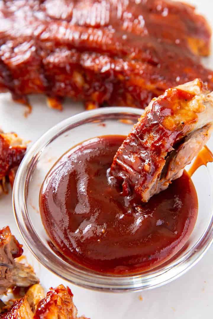 ribs in dipping sauce.