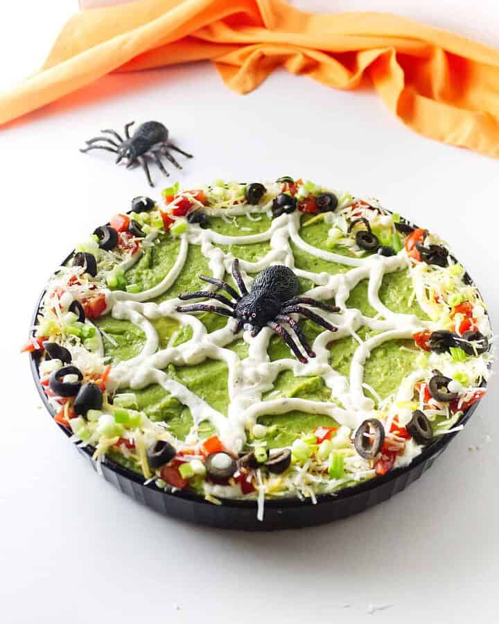 Halloween 7 Layer Dip (Spider  Taco Dip) Smells Like Delish