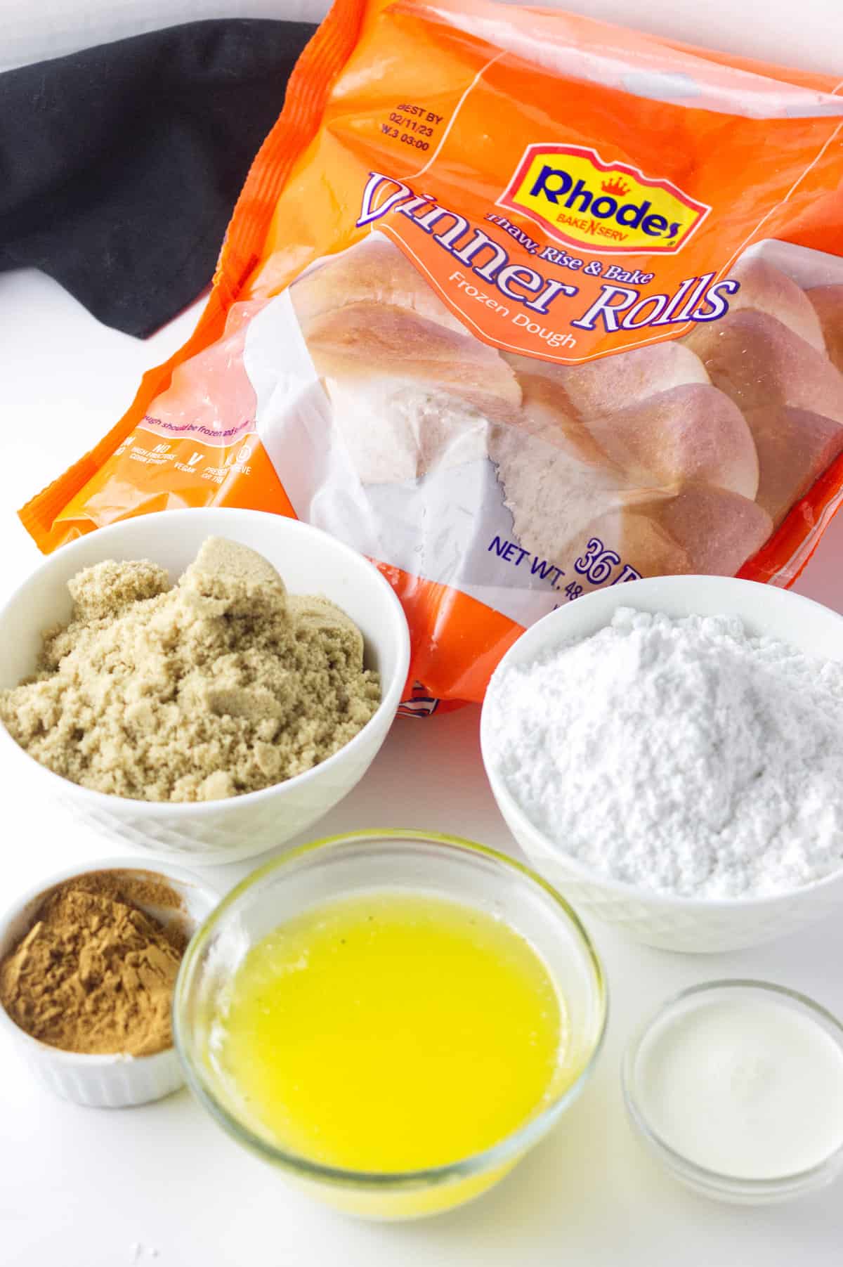 ingredients for Rhodes monkey bread.