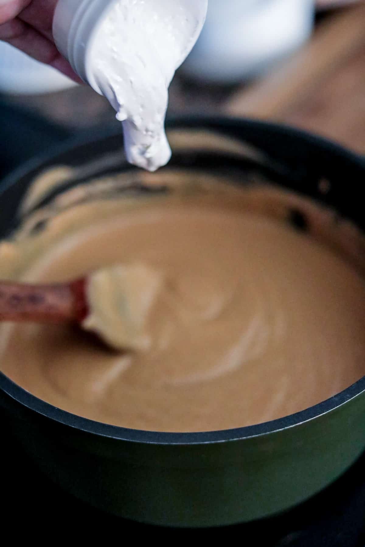 marshmallow fluff added to cooking fudge.