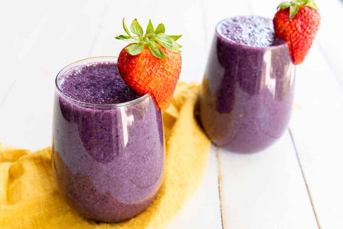 berry smoothie in glasses.