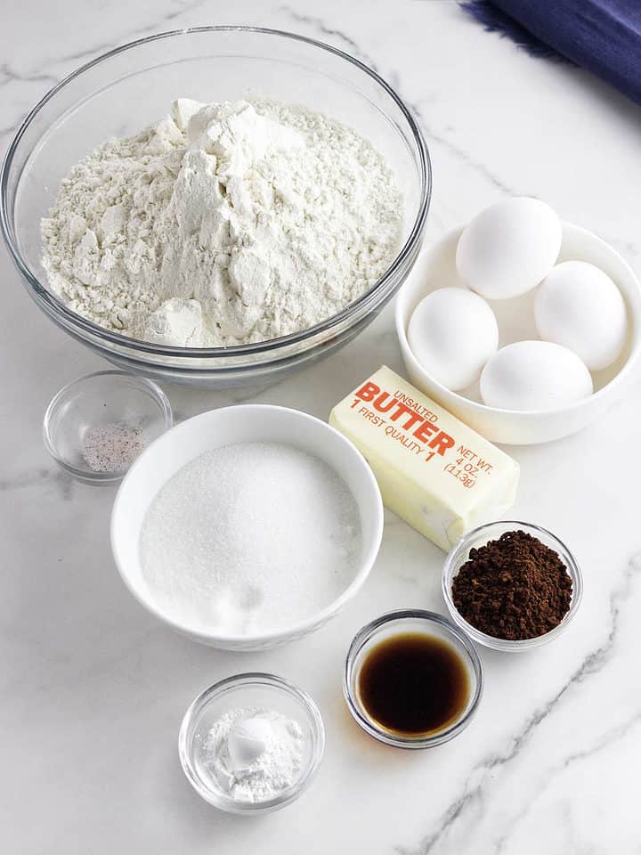 ingredients for making italian coffee cookies.