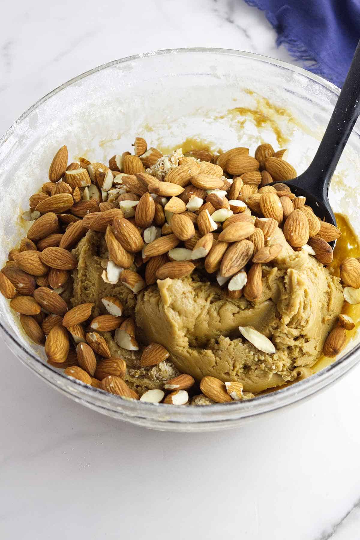 almonds added to cookie dough.