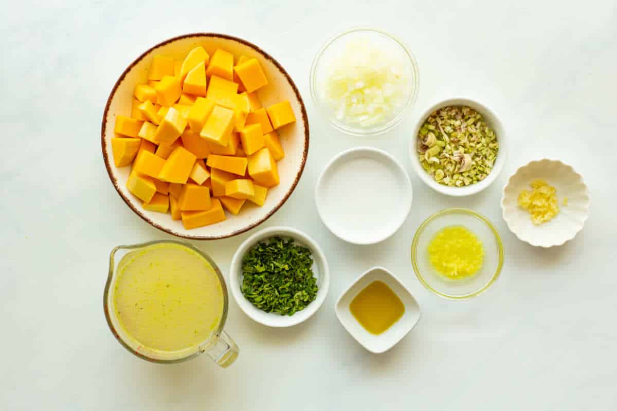 ingredients for Paneras Autumn Squash soup recipe.