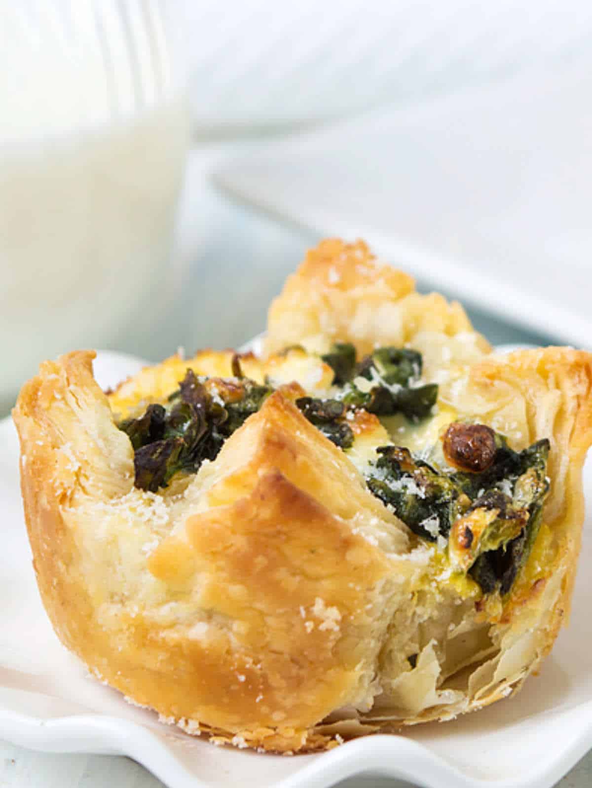 spinach and cheese savory puff pastry tarts.
