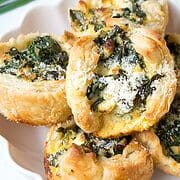 spinach and cheese savory puff pastry tarts.