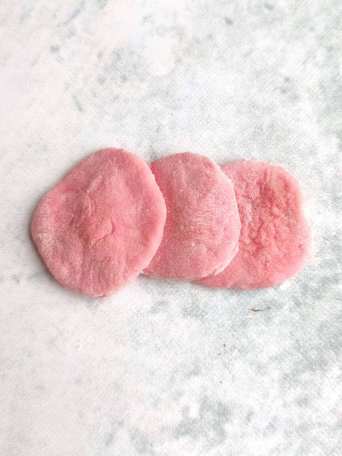 small dough discs to form rose petals.