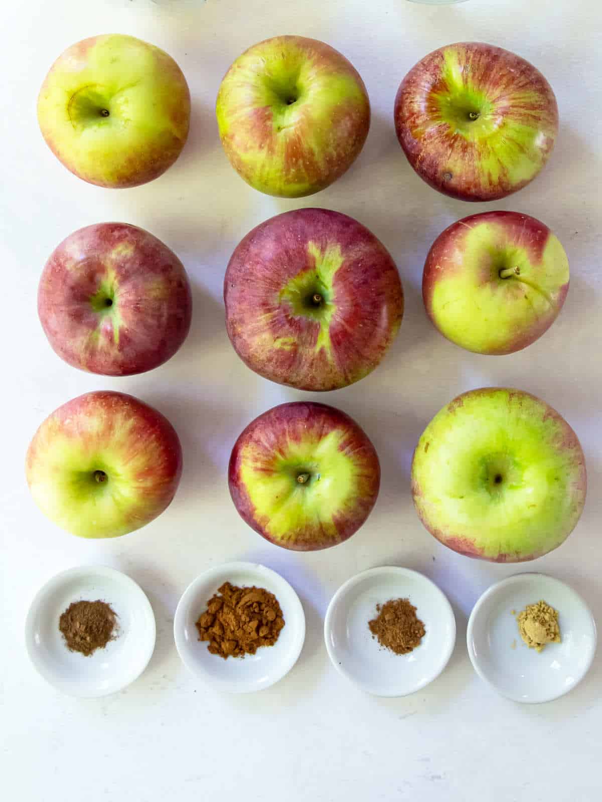 ingredients for making natural homemade unsweetened apple sauce.