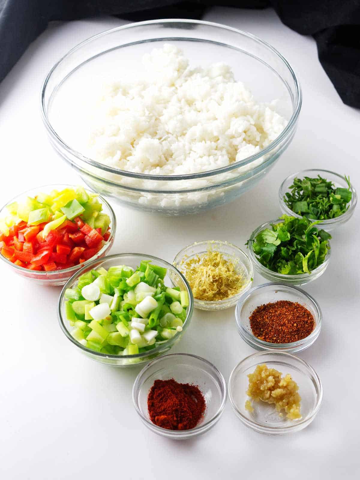 ingredients for making chimichurri rice.