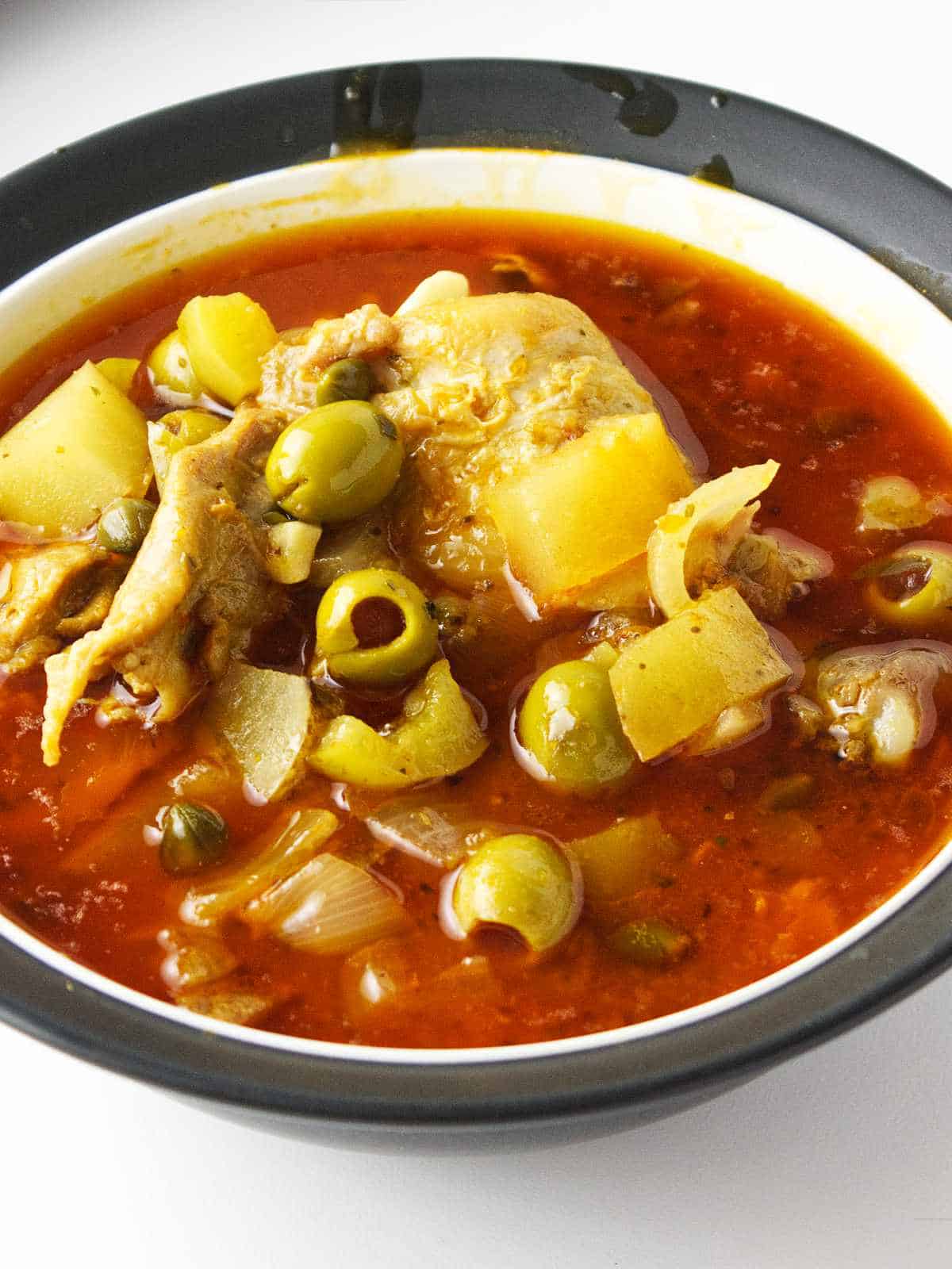 bowl of Cuban Chicken Fricassee (fricase de pollo).