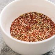 bowl of blended rib rub spices.