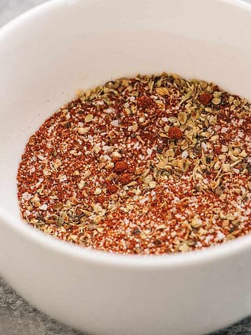bowl of blended rib rub spices.