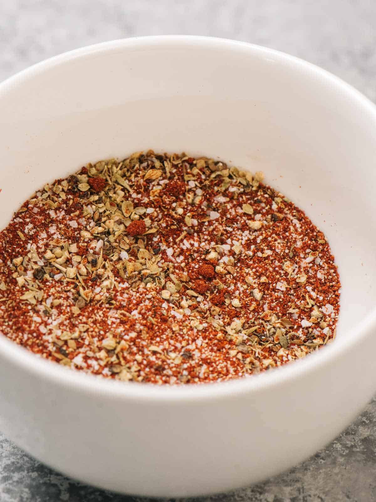 bowl of blended St. Louis rib rub spices.