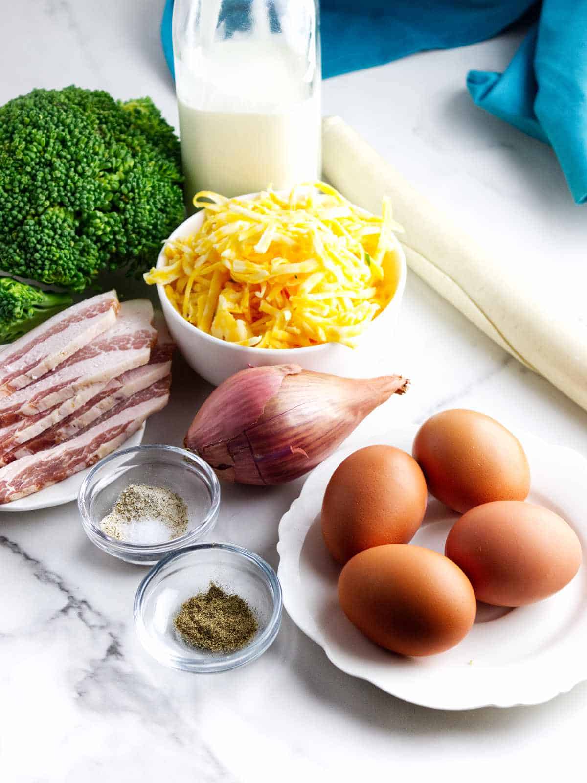ingredients for a quiche.