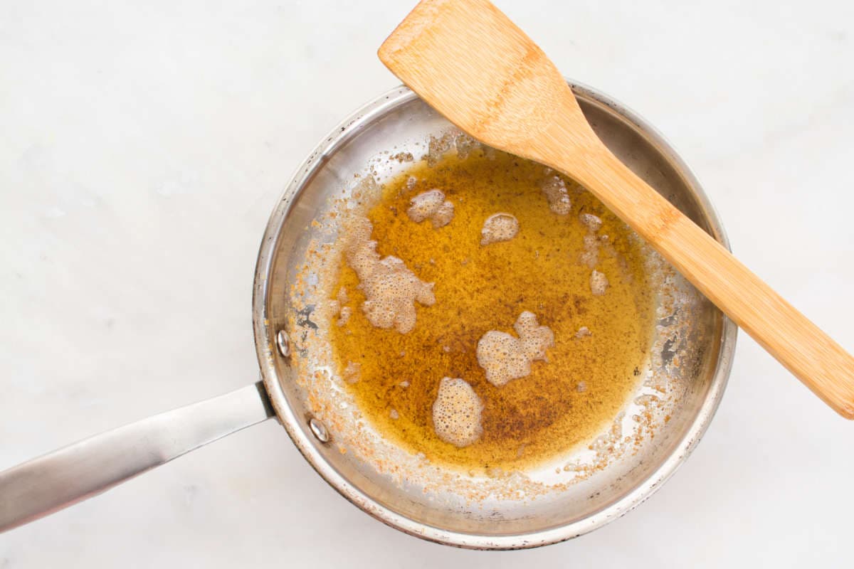 browned butter in a skillet.