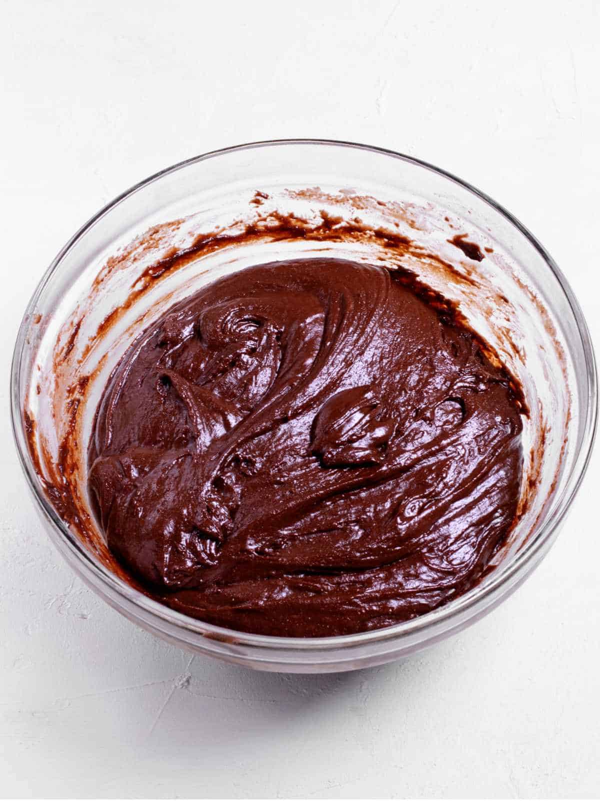 chocolate batter in a bowl.