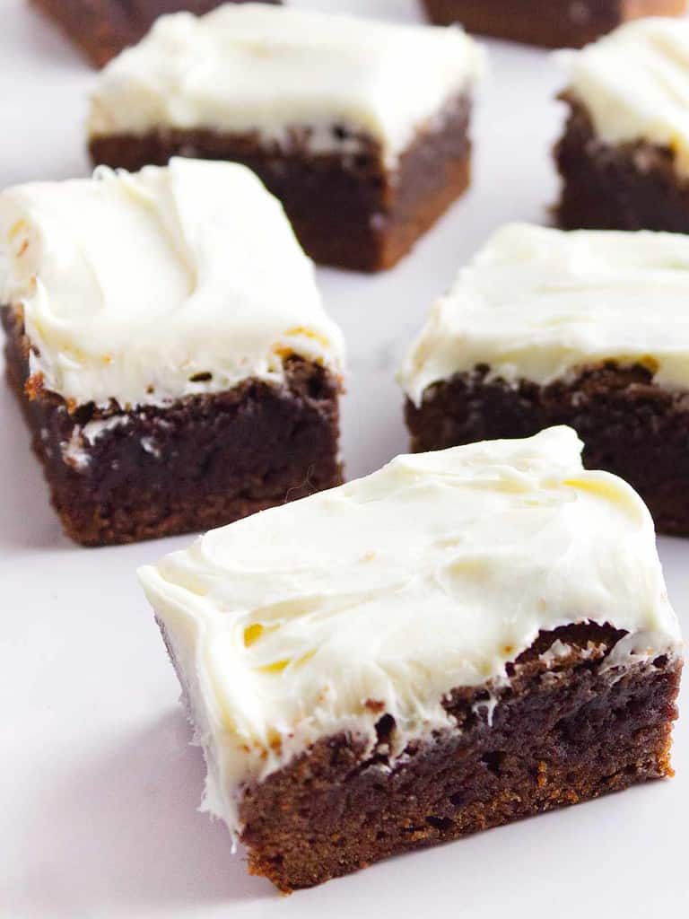Brownies with Cream Cheese Frosting Smells Like Delish