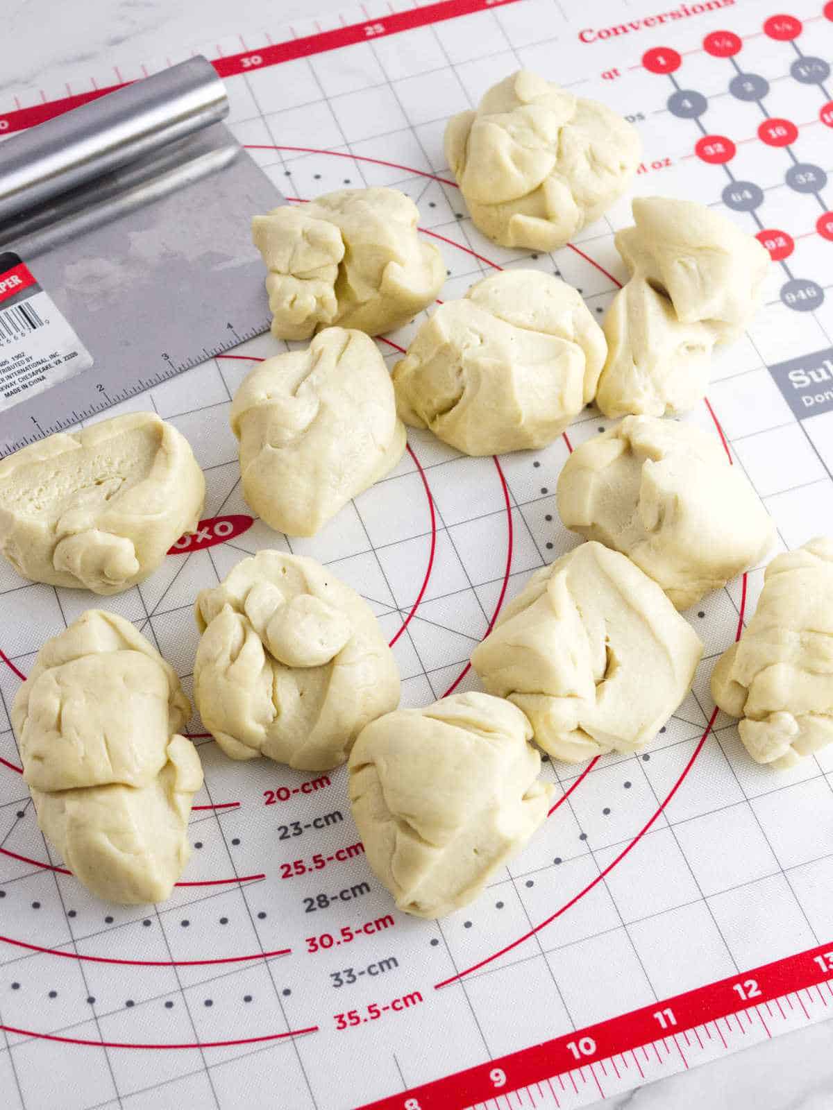Dough cut into equal size balls.