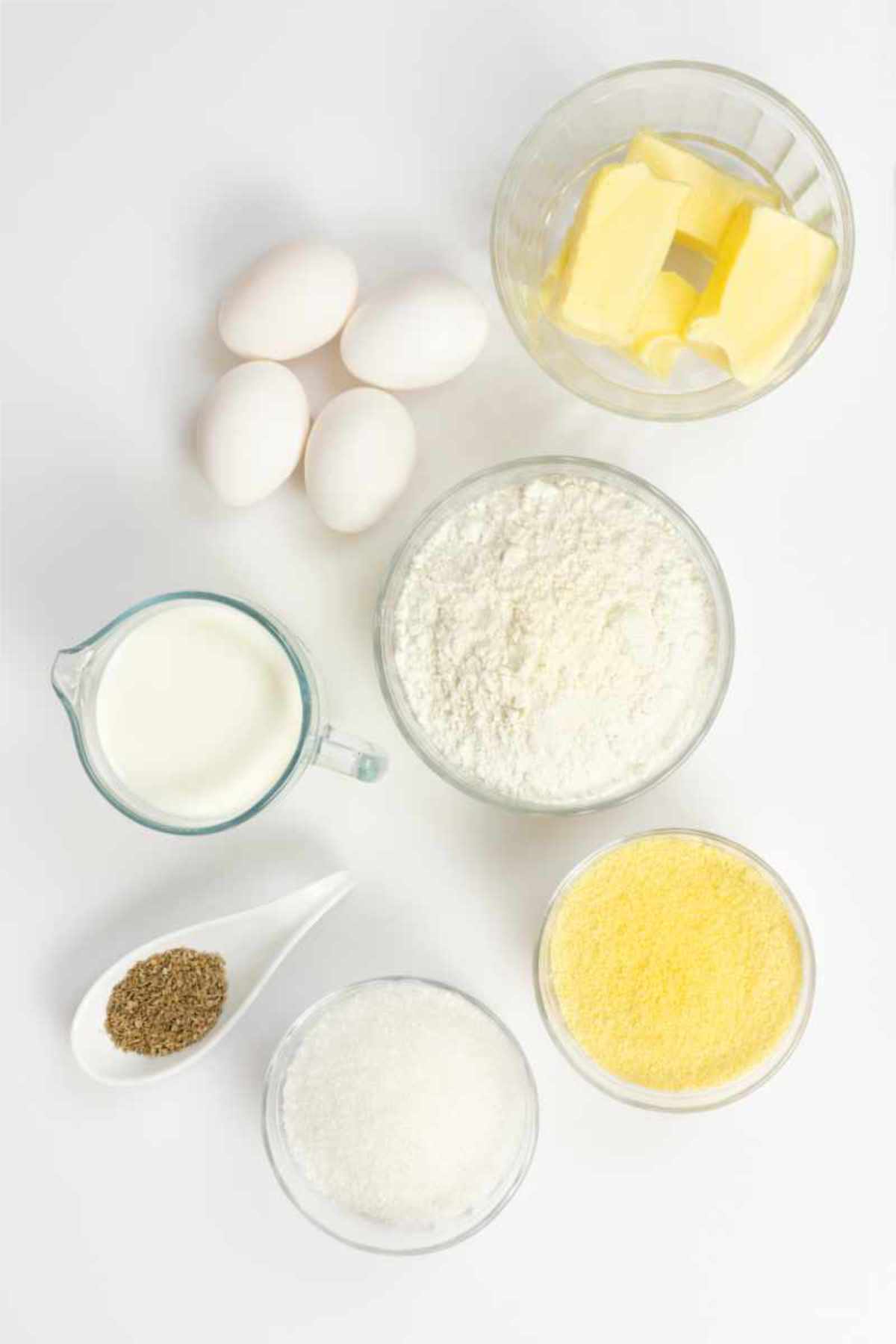 ingredients for making Cracker Barrel cornbread muffins.