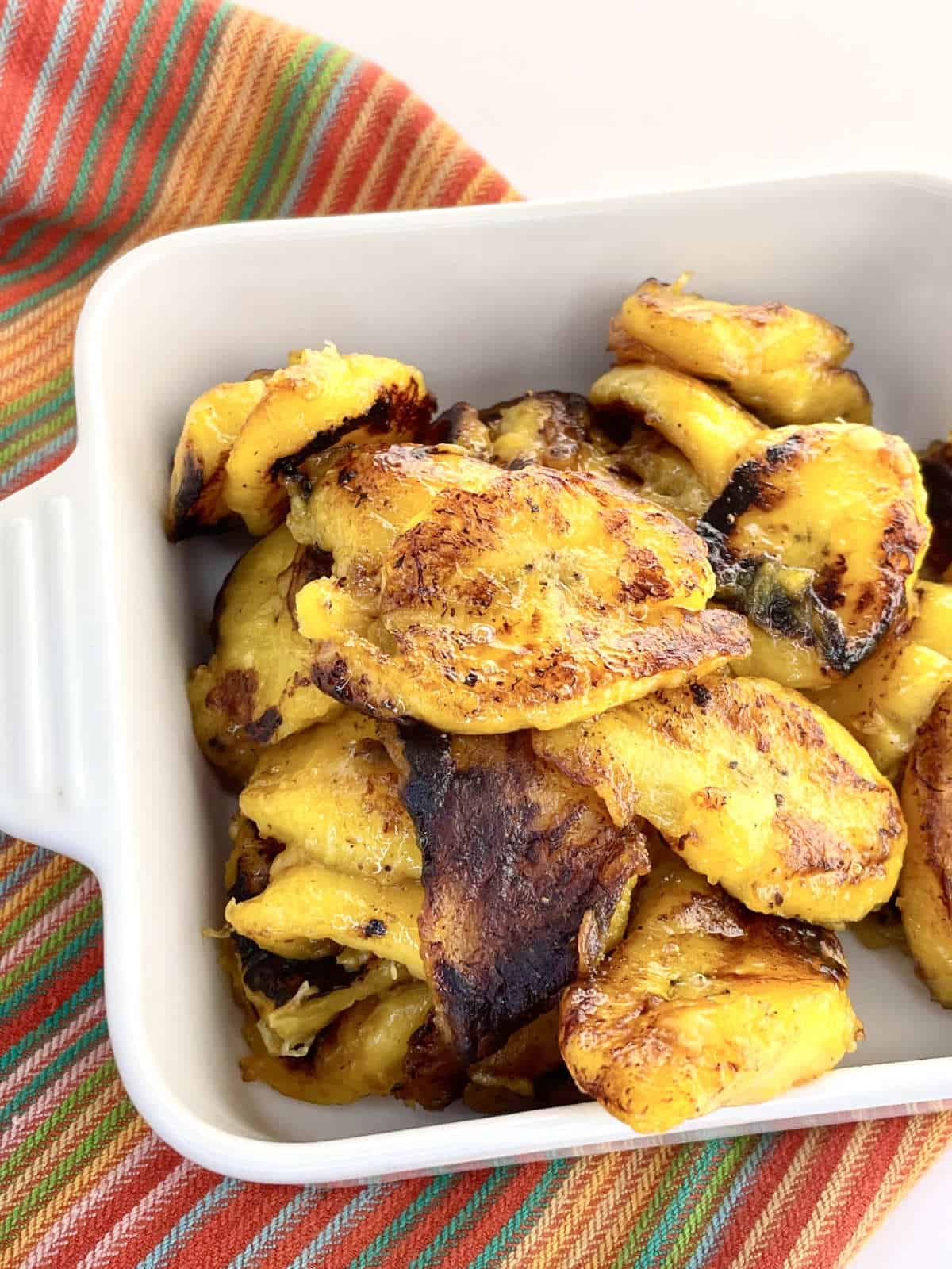 caramelized sweet plantains in a serving dish.