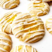 Lemon zest garnished Lemon thumbprint cookies.