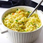 replicated Longhorn Rice Pilaf in a serving bowl.