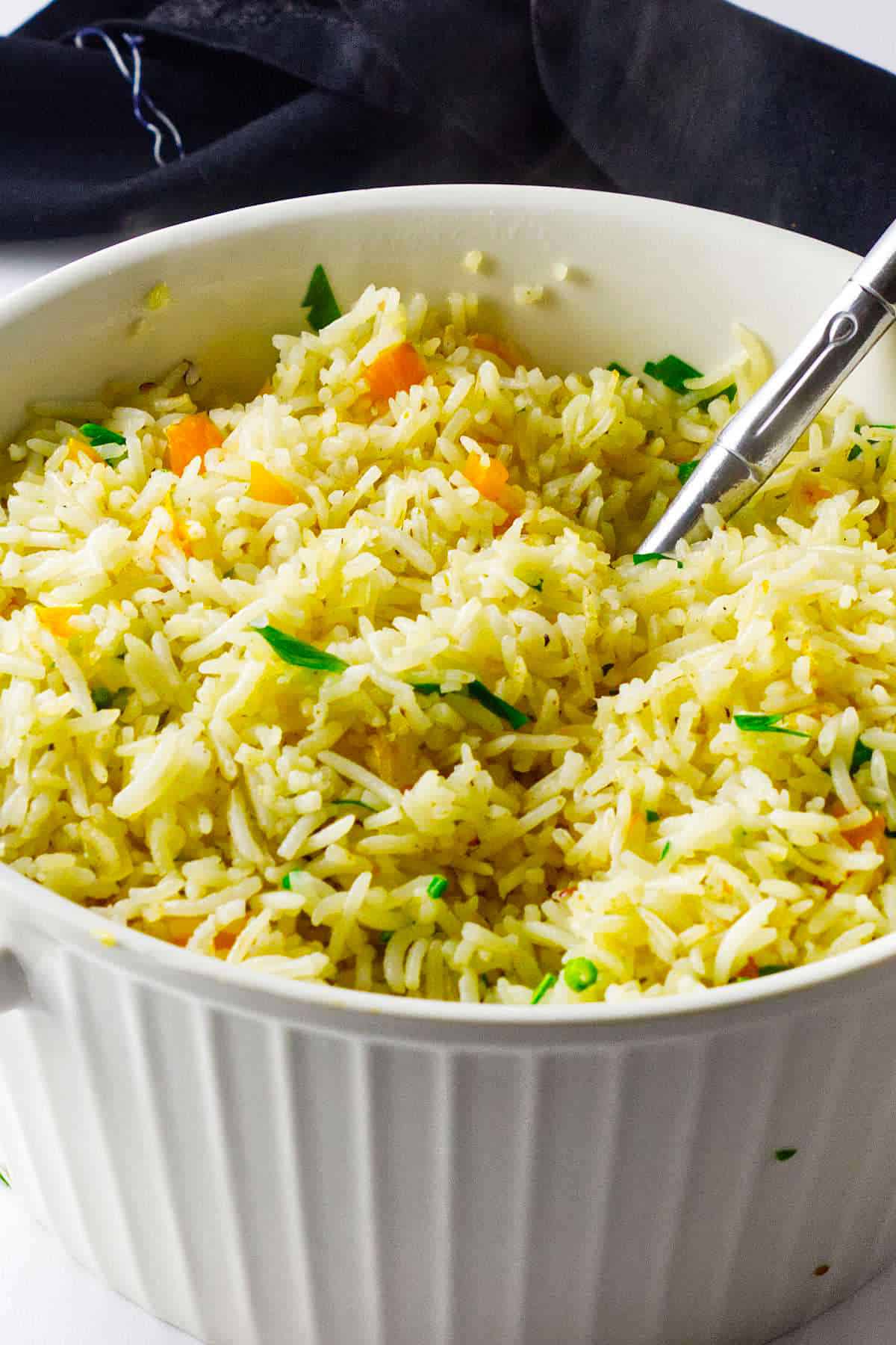 replicated Longhorn Rice Pilaf in a serving bowl.