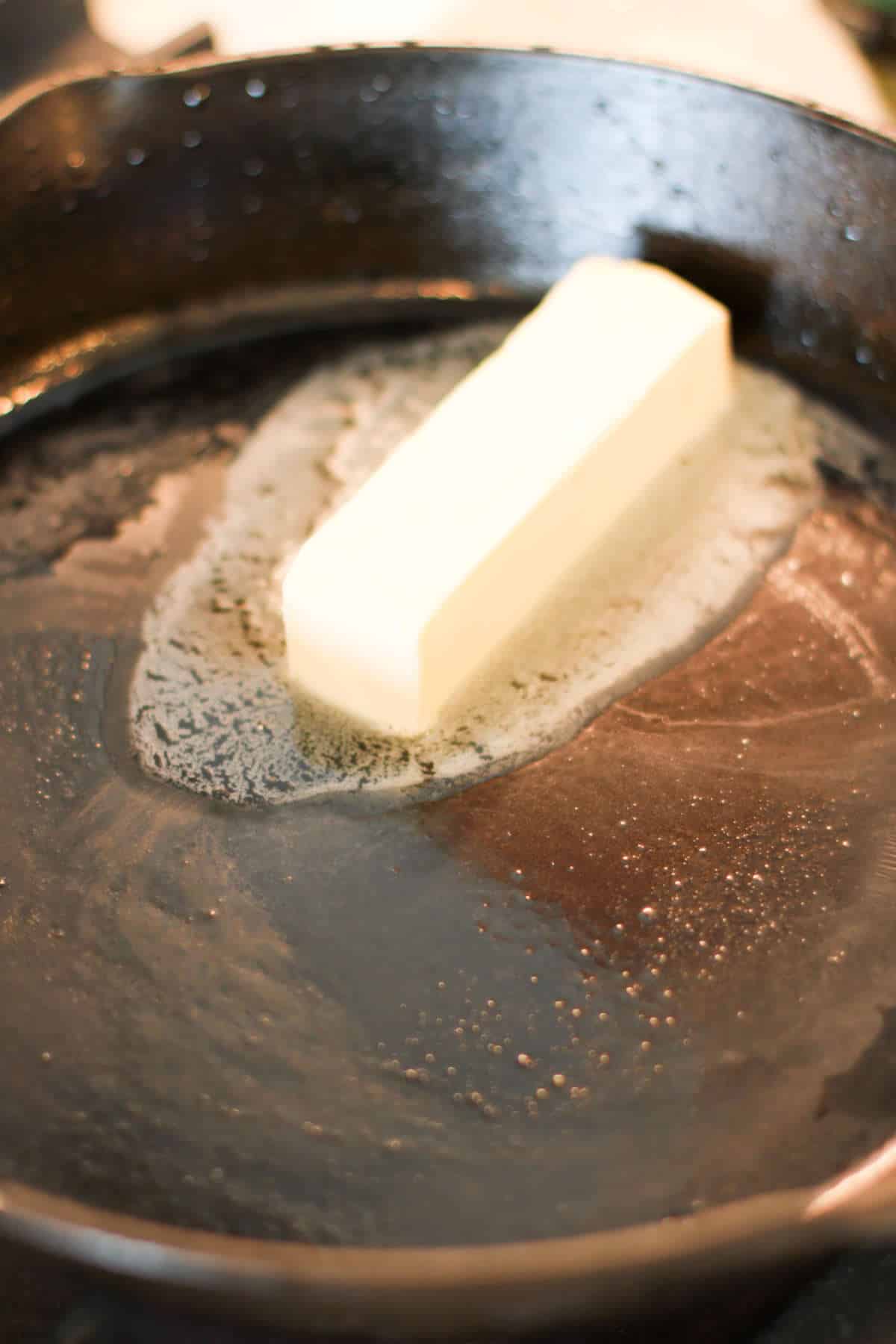 mutter melting in a skillet.