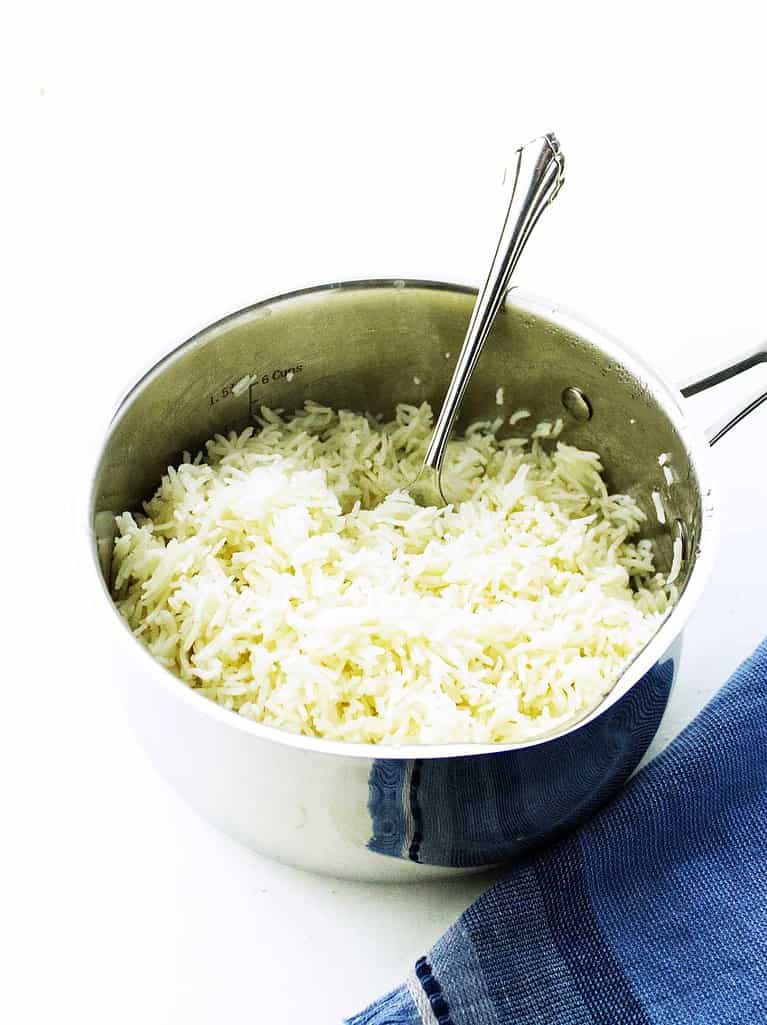 View of Foolproof Steamed White Rice | Smells Like Delish