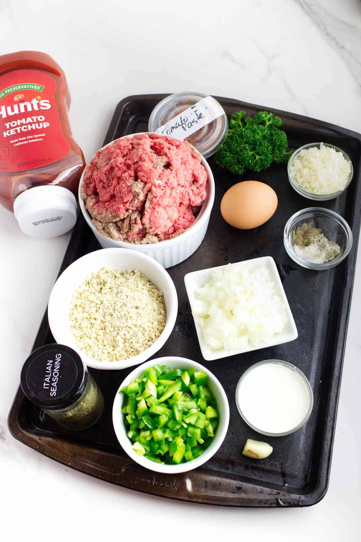 ingredients for making air fryer meatloaf.