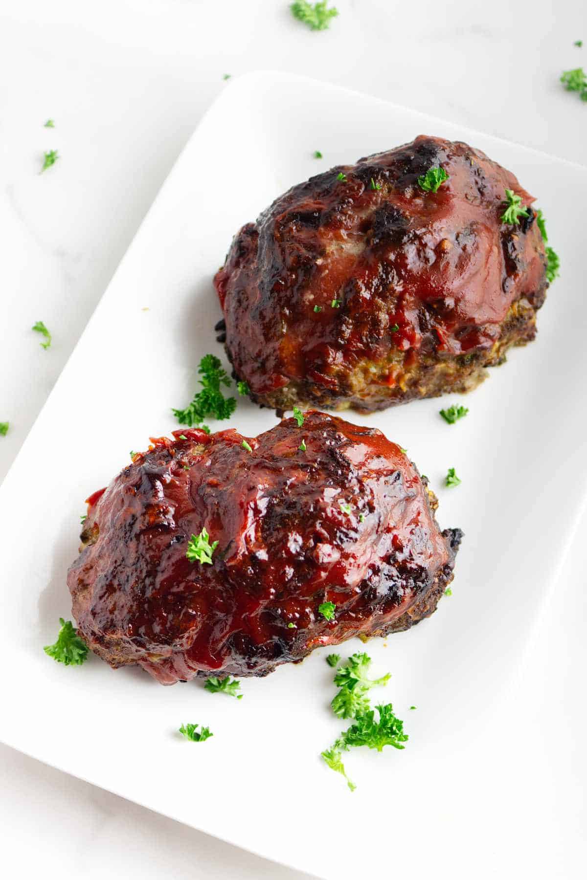 mini meat loaf on a serving platter.