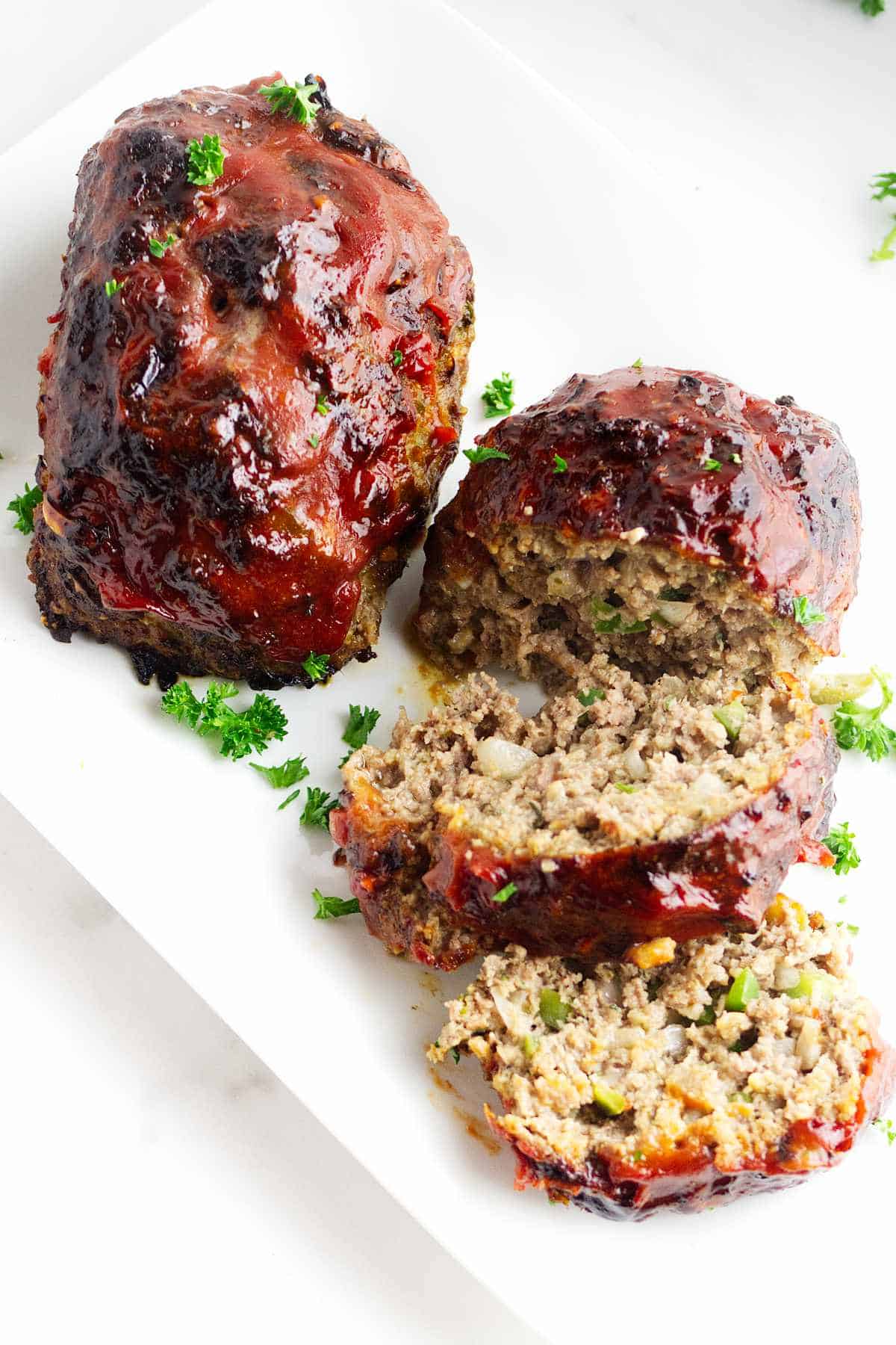 mini meat loaf on a serving platter.