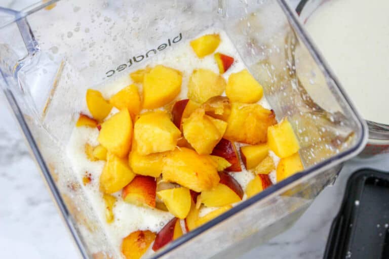 Homemade peach ice cream with machine