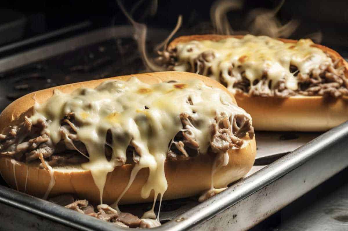 hot Blackstone griddled Philly cheesesteak sandwiches.