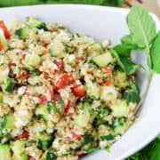 Tossed quinoa tabbouleh salad.