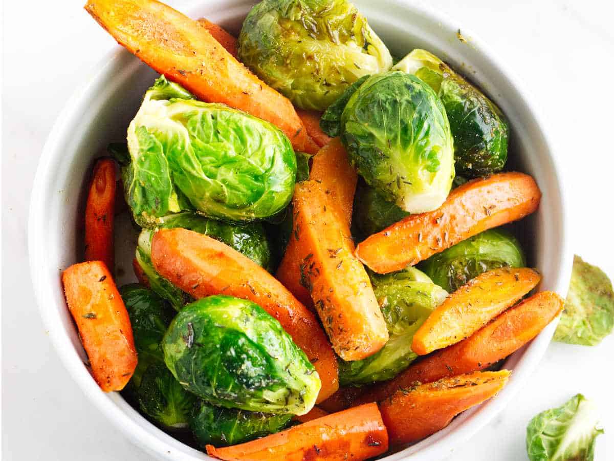 Roasted Brussel Sprouts and Carrots Smells Like Delish