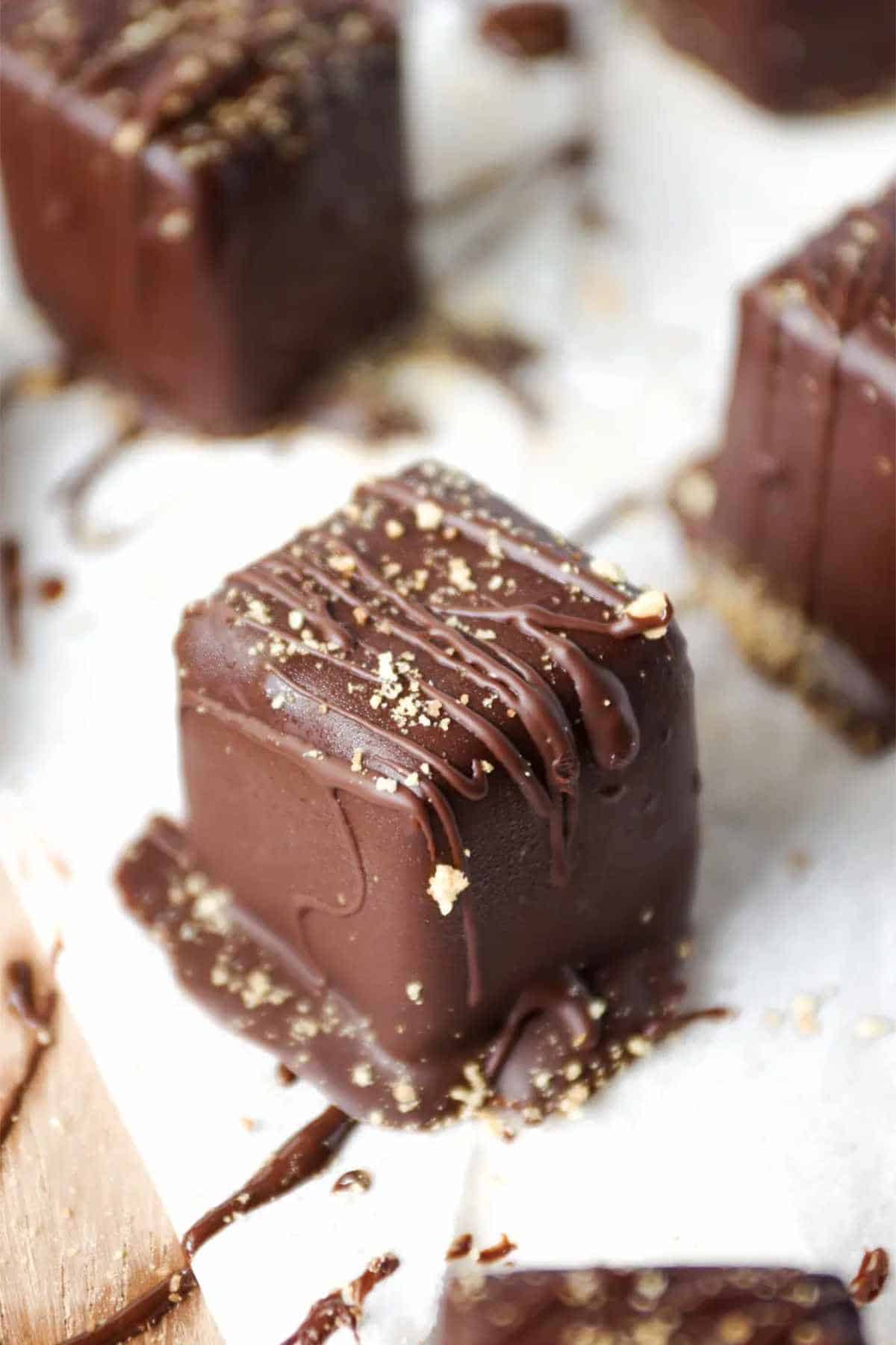 father's day dessert ideas chocolate covered cheesecake bites.