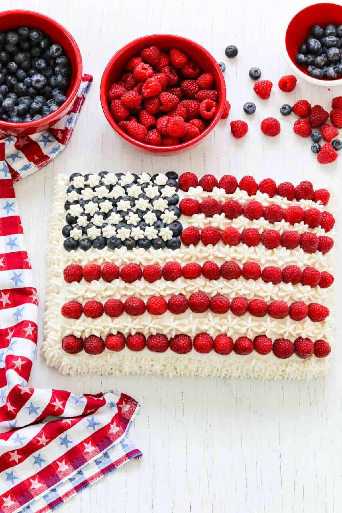 American flag sheet cake.